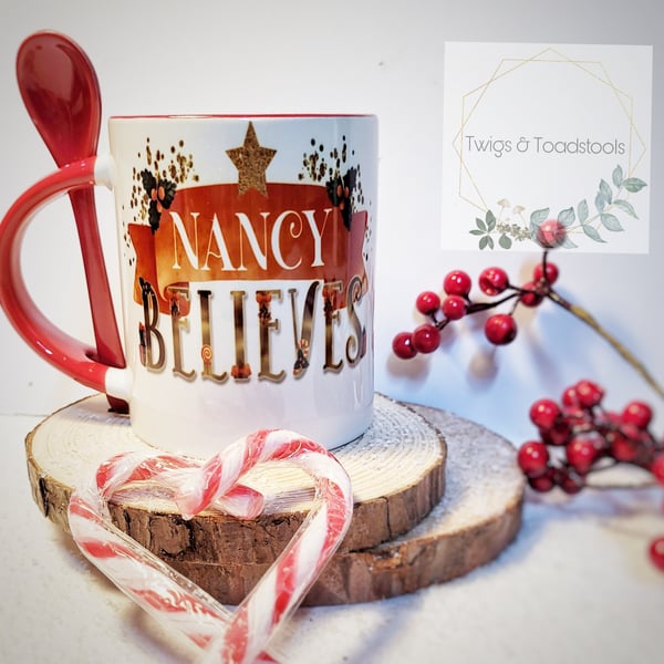 Personalised hot chocolate mug with Spoon 