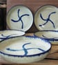 Lovely blue edge shallow ceramic plate bowls - Image 4