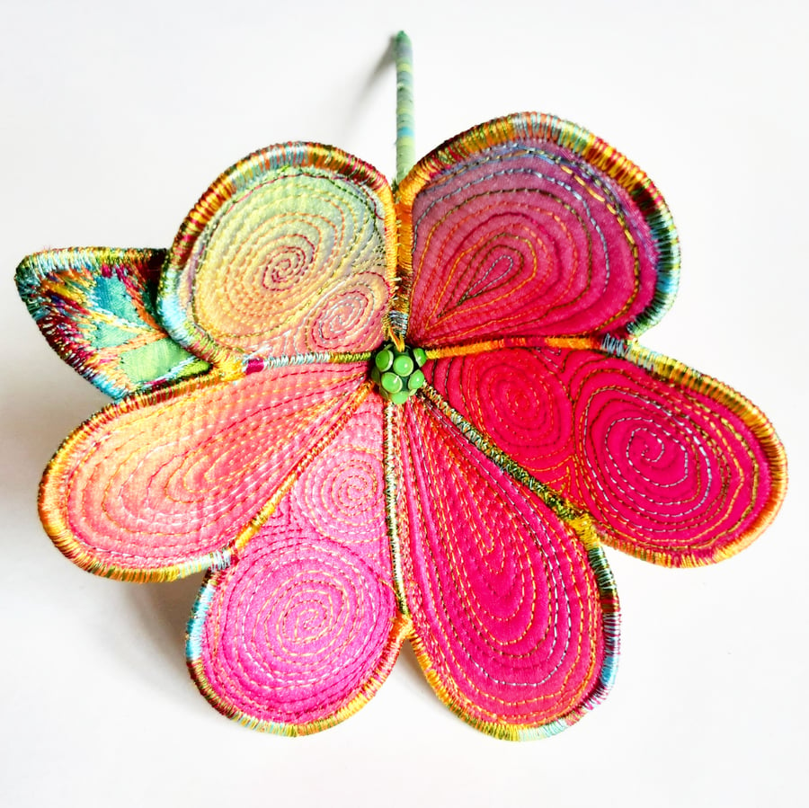 Orange Textile Art Flower