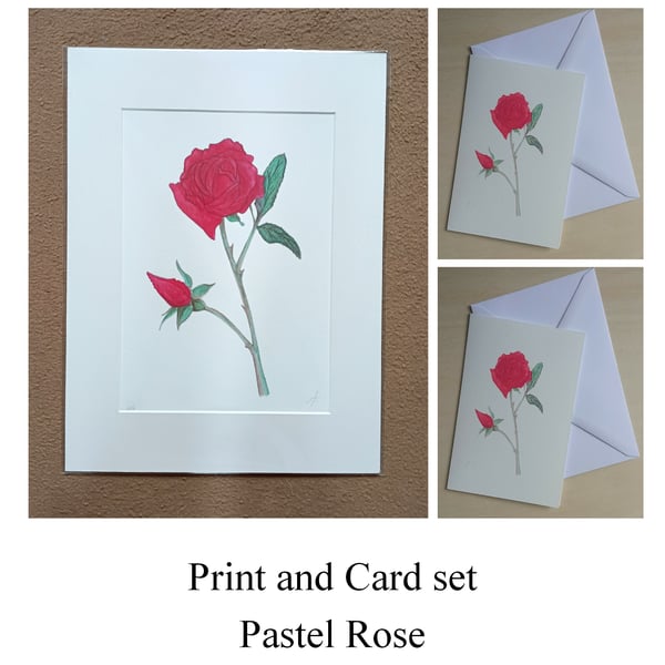 Beautiful Bundle - Pastel Rose print and 2 cards