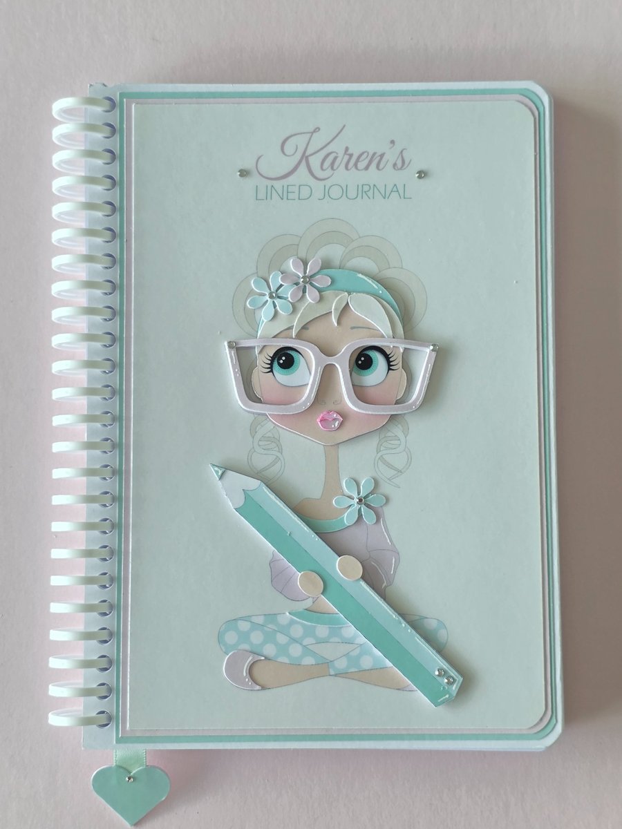 Handmade A5 Premium Journal-Square Glasses Lady-3D Notebook