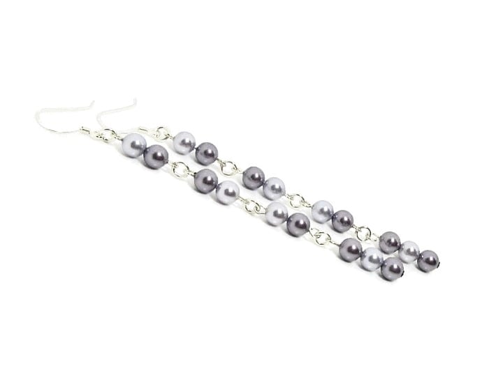 Purple Pearls Long Earrings With Sterling Silver - Most Colours Available