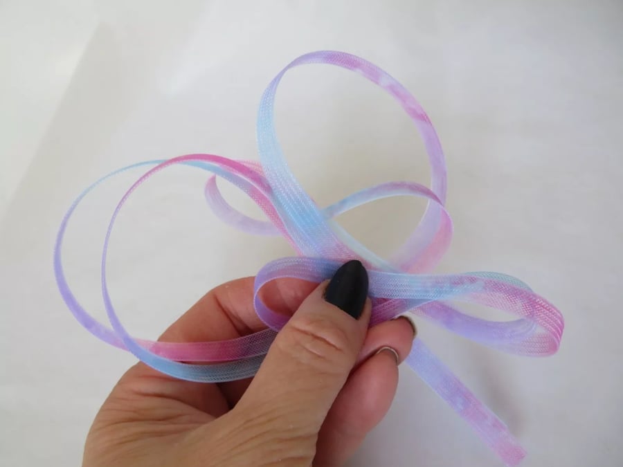 Unicorn Tie Die Ombre Crinoline Pink Aqua Lilac Millinery Craft Wedding Hat