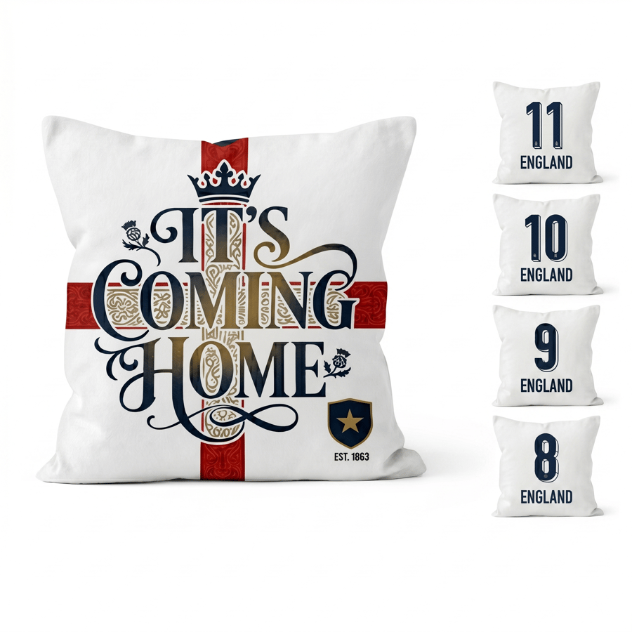 Unique England Fan Cushion Covers Set of 4, It's Coming Home Football Gift 45cm