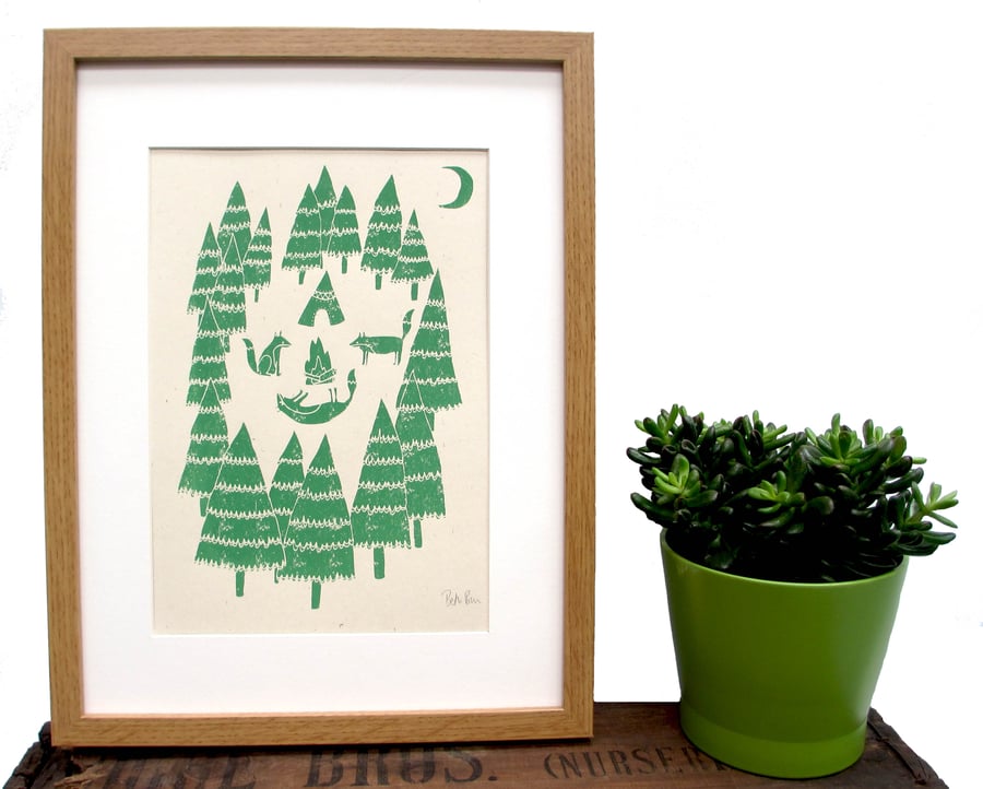 Art print 'Foxes in the Forest' screen print