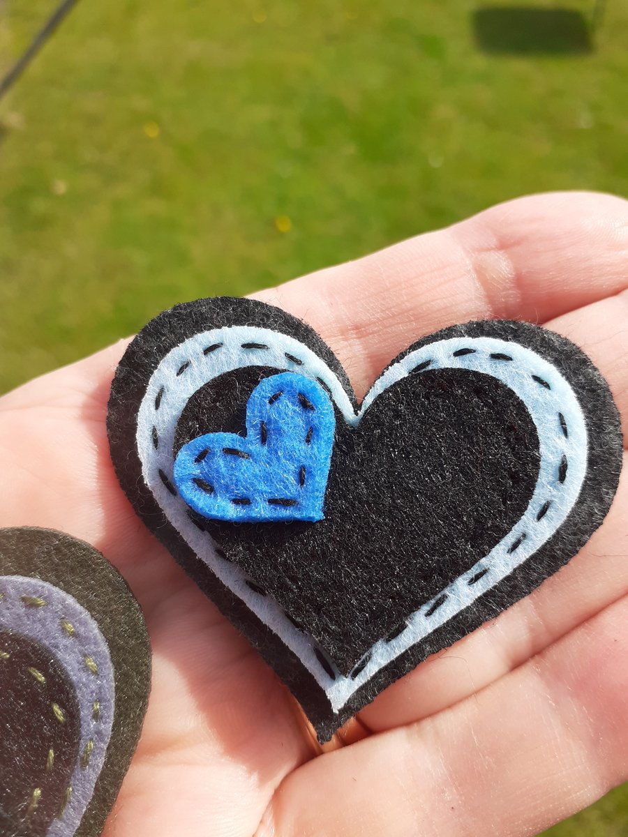 Heart shaped fridge magnet - grey black and blue