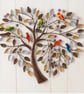 Heart Shaped Tree of Life Metal Wall Art, 60cm Bird Flower Sculpture Decor - Image 2