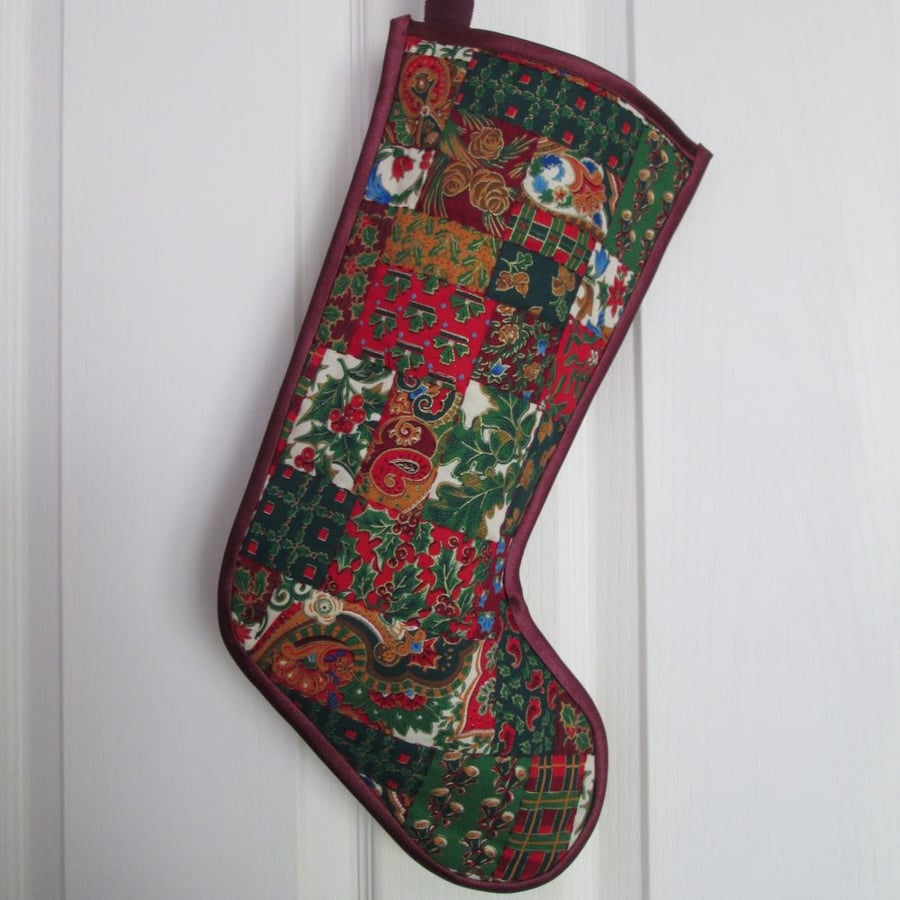 SALE - Retro Patchwork Christmas Stocking