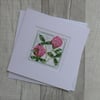 Cross Stitch Card with Red Clover Flowers and Bee