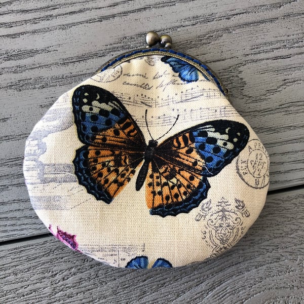 Butterfly Themed Fabric Clasp Coin Purse.