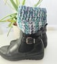 Blue Rainbow Boot Cuffs, Crochet Ankle Warmers - Image 4