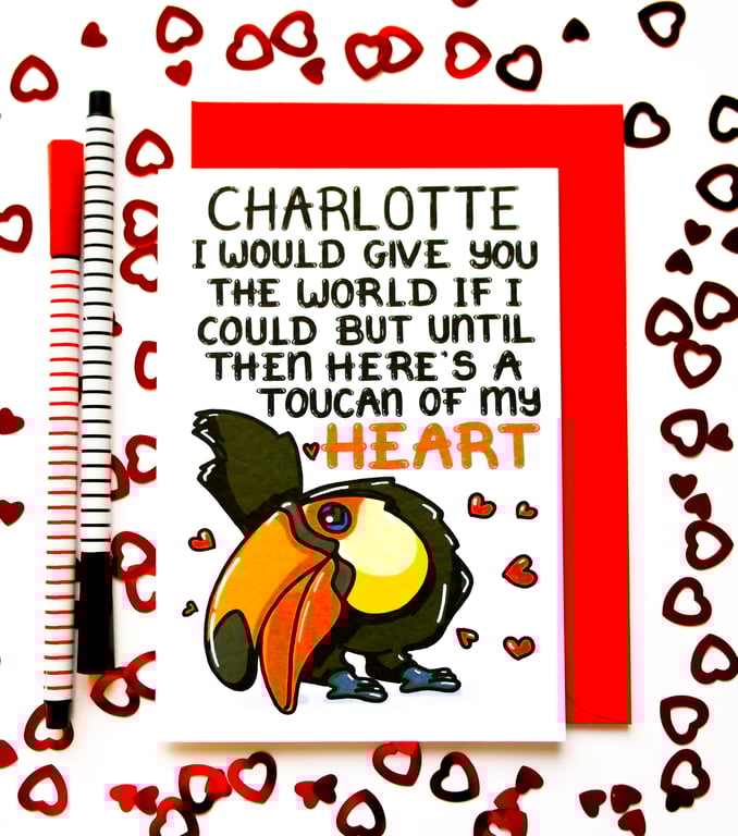 Personalised Brthday Card, Toucan, Valentine's, Anniversary, Just Because Card