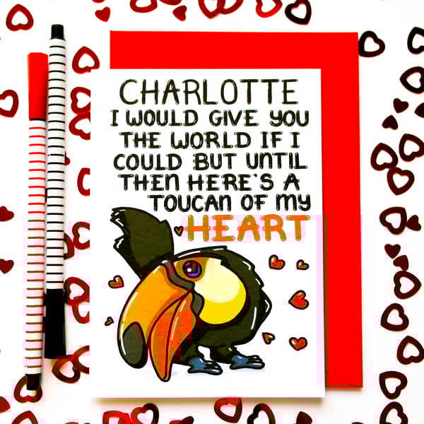 Personalised Brthday Card, Toucan, Valentine's, Anniversary, Just Because Card
