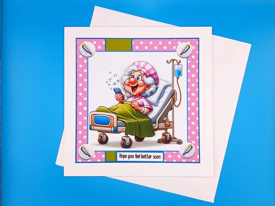 Get Well Card For Female,Operation, illness, Recovery, Decoupage