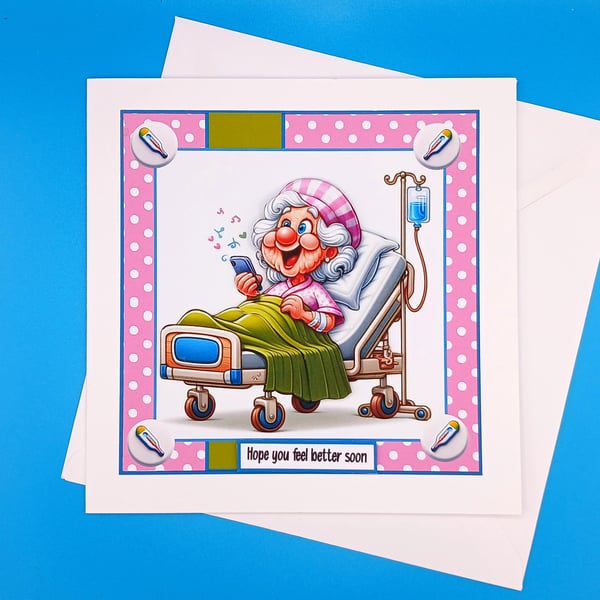 Get Well Card For Female,Operation, illness, Recovery, Decoupage