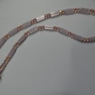 Pale Pink cats eye and crystal bead single strand necklace