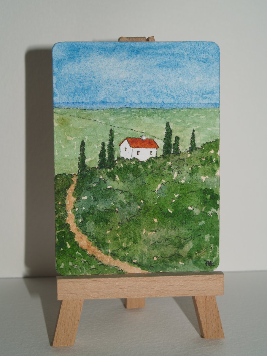 ACEO Original Portuguese Farmhouse