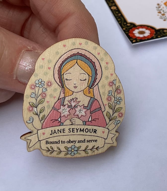 Jane Seymour Wooden Pin Badge - Tudor Queen Pin - Six Wives of Henry VIII Gift 