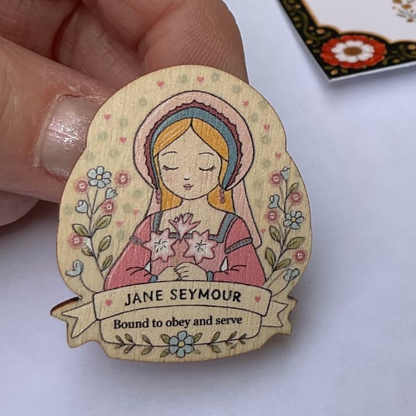 Jane Seymour Wooden Pin Badge - Tudor Queen Pin - Six Wives of Henry VIII Gift 