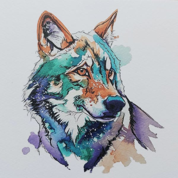 A5 Wolf Print