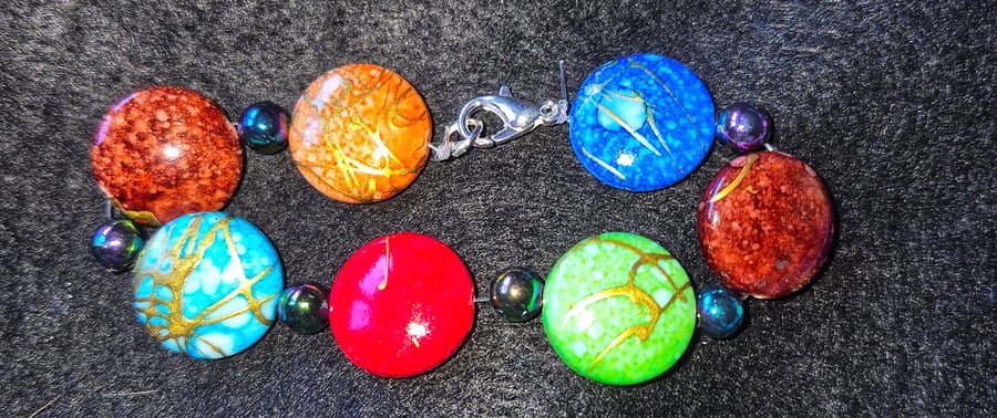 Handmade Colourful Bead Bracelet – Statement Glass Beads with Lobster Clasp