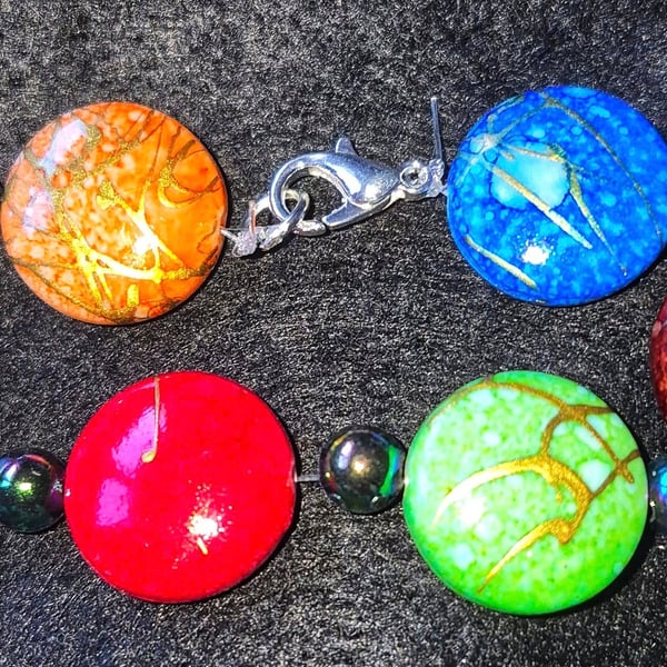 Handmade Colourful Bead Bracelet – Statement Glass Beads with Lobster Clasp