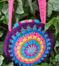 Round Crochet Bag Boho Hippie Retro Colourful - Image 3