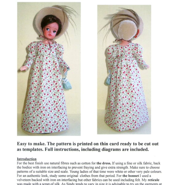 Sindy Sewing Pattern , Jane Austen Style,