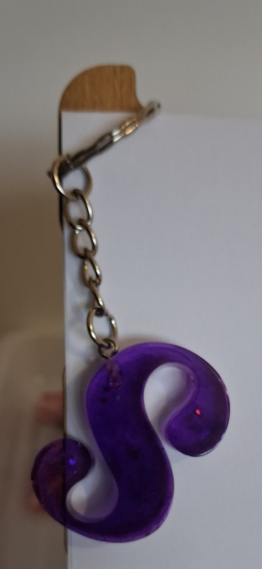 Handmade epoxy resin keyring with initial letter S