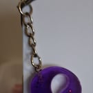 Handmade epoxy resin keyring with initial letter S