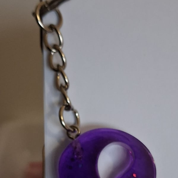 Handmade epoxy resin keyring with initial letter S