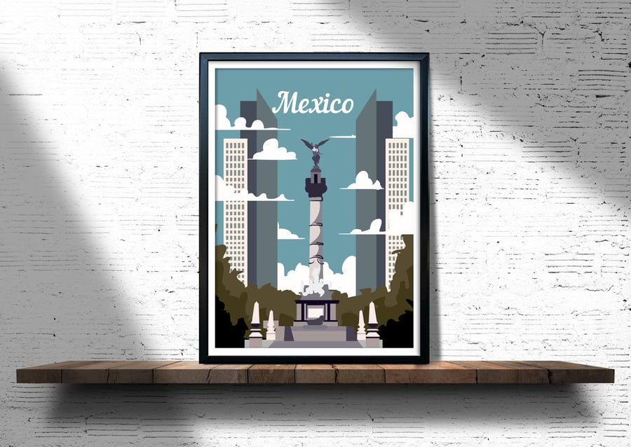 Mexico travel print, Mexico retro city print, Mexico travel poster, gift