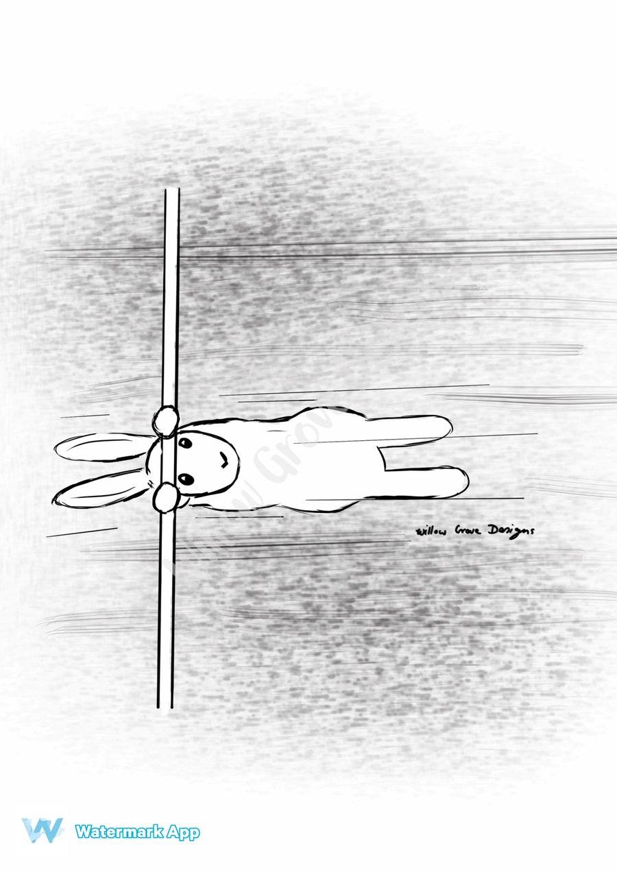 ‘Hanging in there’bunny print 