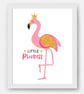 Flamingo nursery wall print, flamingo princess wall art, flamingo decor - Image 1