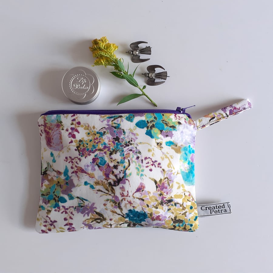 Liberty remnant make up bag or purse in an abstract floral print.