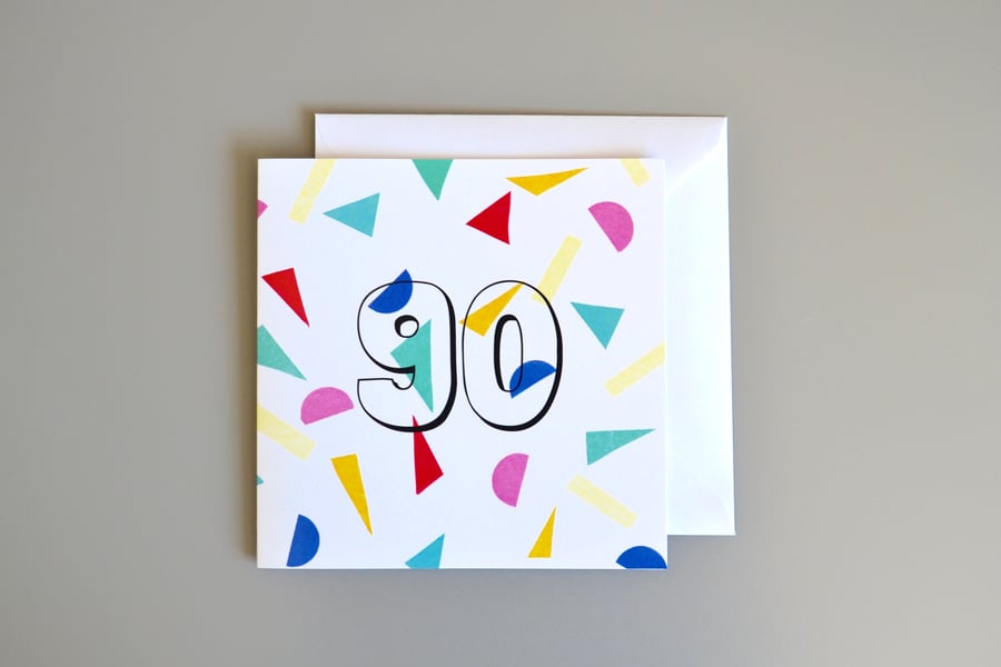 Confetti 90th Birthday Card 