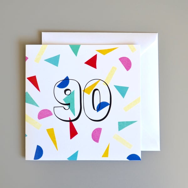 Confetti 90th Birthday Card 