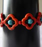 Dyed Turquoise Flower Bracelet Orange - Adjustable up to 8 inches