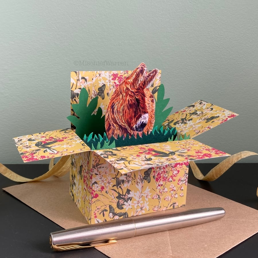 Donkey Card; Personalised, birthday or blank. Baudet du Poitou donkey gift card