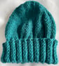 Adult Hand Knitted Jade Green Beanie Hat - Image 1