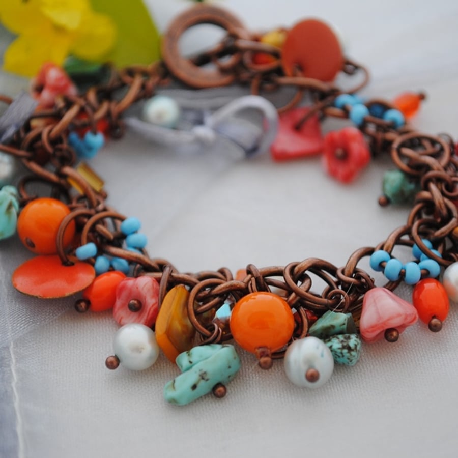 Sunshine & turquoise charm bracelet