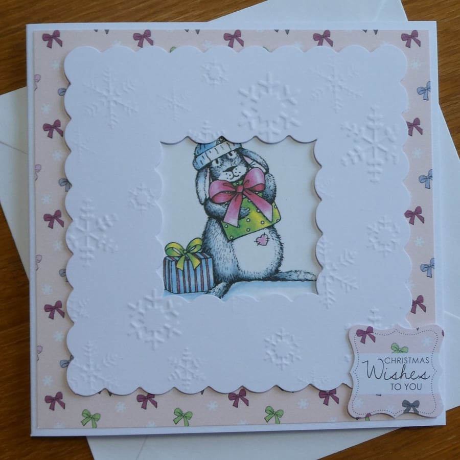 Christmas Card - Bunny with snowflake frame