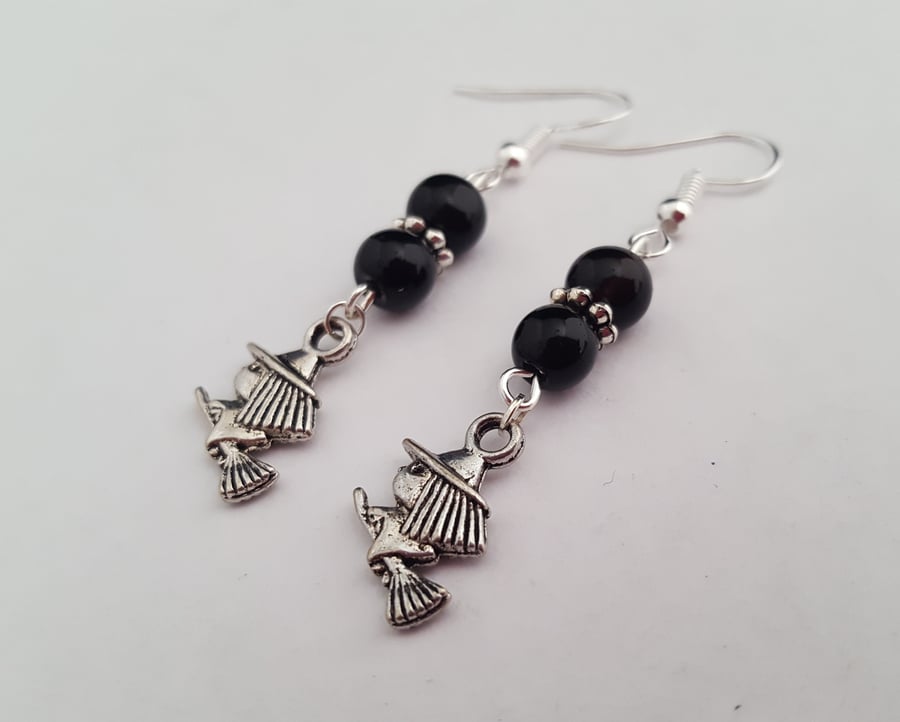 Black Halloween witch earrings