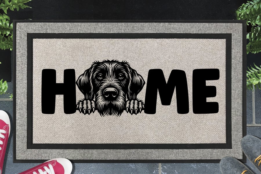 German Wirehaired Pointer Home Door Mat - All Weather Doormat - 45x70cm 