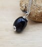Black Hypersthene pendant necklace. Silver plated wire wrapped - Image 4