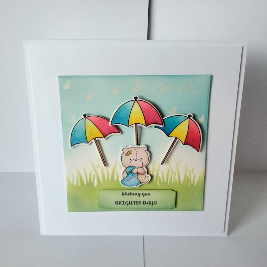 Unique, hand made, brighter days, get well card, 