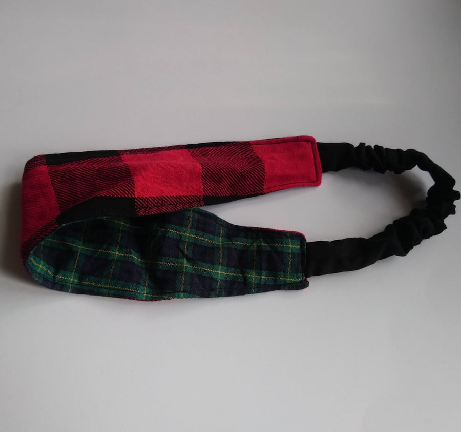 Reversible Headband in Green, Red and Black 