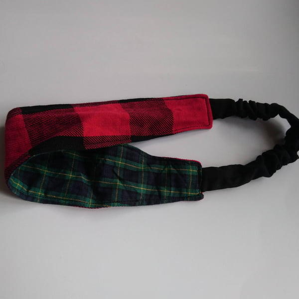 Reversible Headband in Green, Red and Black 
