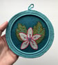 Hand Embroidered Flower in Crocheted Frame Wall Decoration  - Image 3