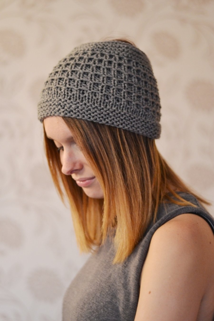 PonyTail Hat, Hair Wrap, Grey KeepFit Yoga Headband